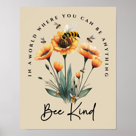 Poster Aquarelle Bee Decor Aquarelle Floral Positif (Devant)
