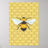 Poster Aquarelle Bee sur Damask (Devant)