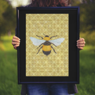 Poster Aquarelle Bee sur Damask