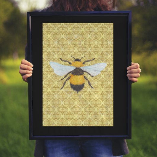 Poster Aquarelle Bee sur Damask