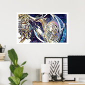 Poster Aquarelle "Bending Light" Instruments de musique (Bureau à domicile)