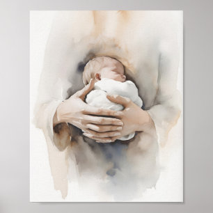 Poster Aquarelle Biblique - Cadeau Nouveau-Né, Armoire Bé