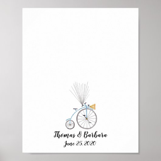 Poster Aquarelle Bicycle Peinture Doigts Livre d'invités (Devant)