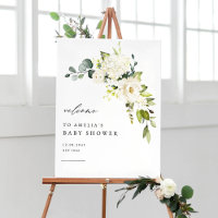 Aquarelle Blanc Hydrangea et Baby shower Rose