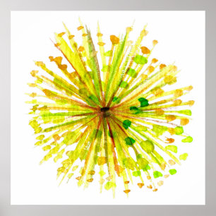 Poster Aquarelle blanche fleur sauvage jaune