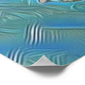 Poster Aquarelle blanche moderne bleu vert cerisier (Coin)