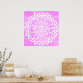 Poster Aquarelle blanche rose rose mandala (Cuisine)