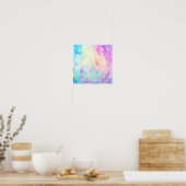 Poster Aquarelle bleu Abstrait violet paysage Imprimer (Cuisine)