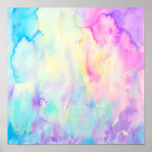 Poster Aquarelle bleu Abstrait violet paysage Imprimer