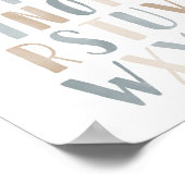 Poster Aquarelle bleu Alphabet Nourriture neutre Décor (Coin)