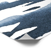 Poster Aquarelle bleu ardoise Rayures Abstraites (Coin)