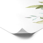 Poster Aquarelle bleu baby shower fleuri signe de bienven (Coin)