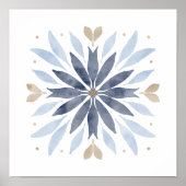 Poster Aquarelle bleu Boho Mandala Art (Devant)