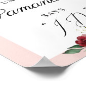 Poster Aquarelle bleu bordeaux rose pâle (Coin)