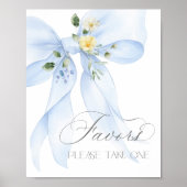 Poster Aquarelle bleu Bow Favoriser le baby shower (Devant)