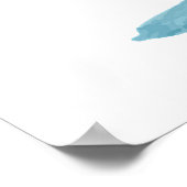 Poster Aquarelle bleu clair florale personnalisée (Coin)