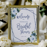 Poster Aquarelle bleu Dusty Fête des mariées Florale Bien<br><div class="desc">Joli panneau d'accueil géométrique et fleuri bleu poussiéreux pour une douche nuptiale. Facile à personnaliser avec vos détails. Contactez-moi par conversation si vous avez des questions sur l'oeuvre ou avez besoin d'une personnalisation. VEUILLEZ NOTER : Pour obtenir de l'aide sur les commandes, l'expédition, l'information sur les produits, etc., contactez le...</div>