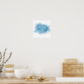 Poster aquarelle bleu et blanc ajouter votre devis person (Cuisine)