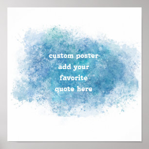 Poster aquarelle bleu et blanc ajouter votre devis person