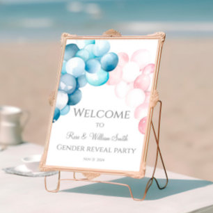 Poster Aquarelle Bleu et rose Genre Révélation Bienvenue