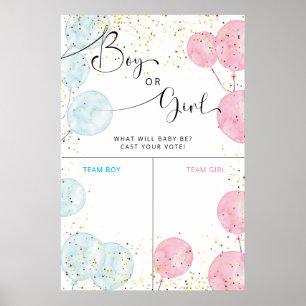 Poster Aquarelle bleu et rose sexe révéler le signe de vo