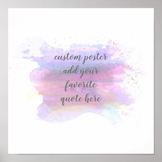 Poster aquarelle bleu et violet ajouter votre propre devi (Devant)