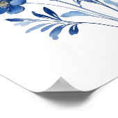 Poster Aquarelle bleu français Fleurs florales Botaniques (Coin)