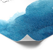 Poster Aquarelle Bleu Laver Accueil Personnalisable Poste (Coin)