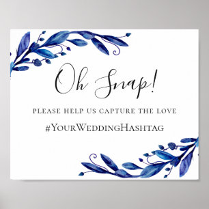 Poster Aquarelle bleu marine floral mariage instagram
