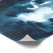 Poster Aquarelle bleu montagneux, paysage (Coin)