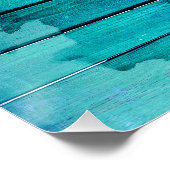 Poster Aquarelle bleu océan Bois et devis Ancre (Coin)