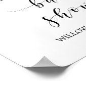 Poster Aquarelle Bleu & Or Baby shower Bienvenue (Coin)