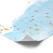 Poster Aquarelle bleu or garçon baptême signe de bienvenu (Coin)