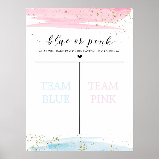 Poster Aquarelle Bleu ou rose Sexe Vote (Devant)