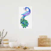 Poster Aquarelle bleu paon (Cuisine)