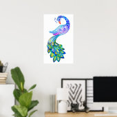 Poster Aquarelle bleu paon (Bureau à domicile)