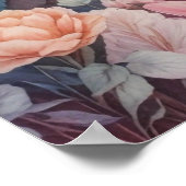 Poster Aquarelle bleu rose Imaginaire Paysage (Coin)