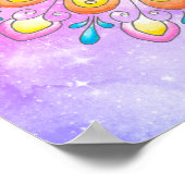 Poster Aquarelle bleu rose orange Mandala (Coin)