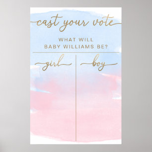 Poster Aquarelle bleu rose Sexe Révéler le vote