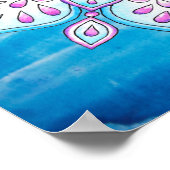 Poster Aquarelle bleu rose violet enchantée Mandala (Coin)