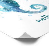 Poster Aquarelle bleu Seahorse Nautiste Nommé (Coin)