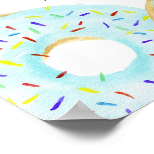 Poster Aquarelle Bleu Sprinkle Donuts Bébé Sprinkle (Coin)