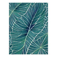 Aquarelle Bleu Vert Turquoise Feuilles tropicaux