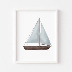 Poster Aquarelle bleu voile