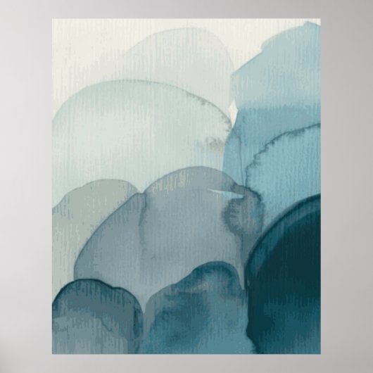 Poster Aquarelle bleue Abstraite (Devant)
