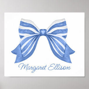 Poster Aquarelle Bleue Bleu Barré Bow