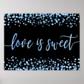 Poster Aquarelle bleue Confetti Point Mariage L'amour est (Devant)