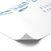 Poster Aquarelle Bleue Côtière Poisson Faveurs Mariage Si (Coin)