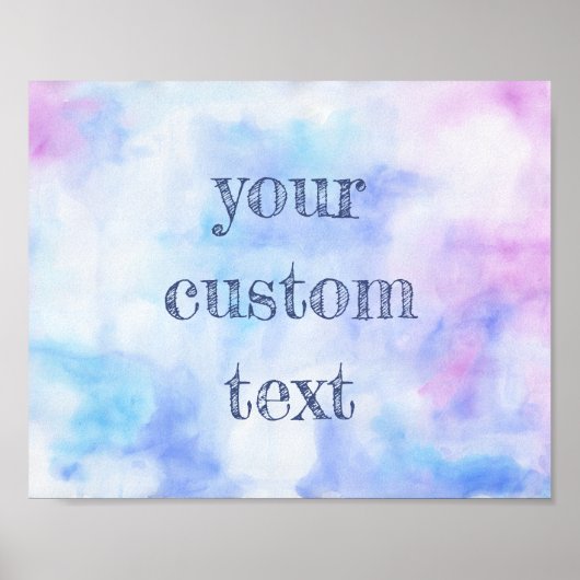Poster Aquarelle bleue et rose avec devis personnalisé (Devant)
