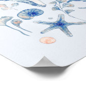 Poster Aquarelle bleue et rose Poisson Océan Thème (Coin)